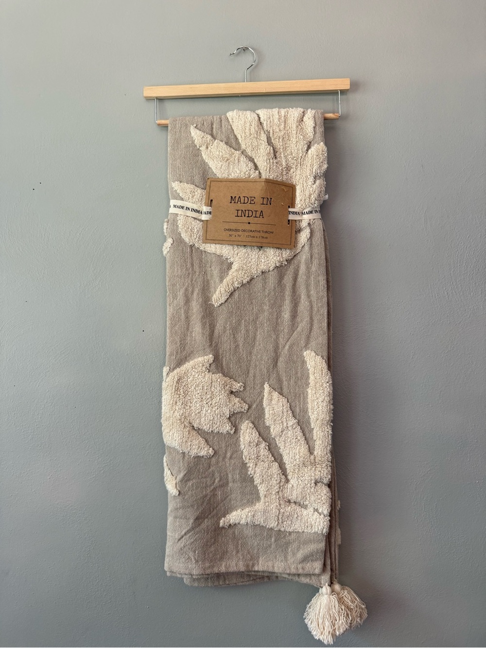 Made in India Cream & Taupe Oversized Decorative Throw 50x70